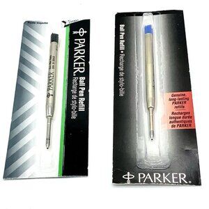 1996 Parker Ball Pen Refill Black 30316 & Blue 30326 Ink Medium 1.0 mm Set Of 2